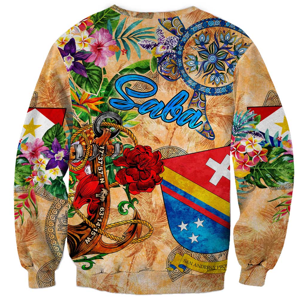Saba Sweatshirt Geographic Coordinate Anchor - Turlte Tropical