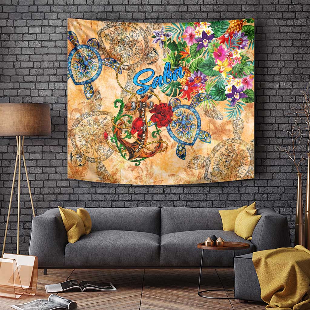 Saba Tapestry Geographic Coordinate Anchor - Turlte Tropical