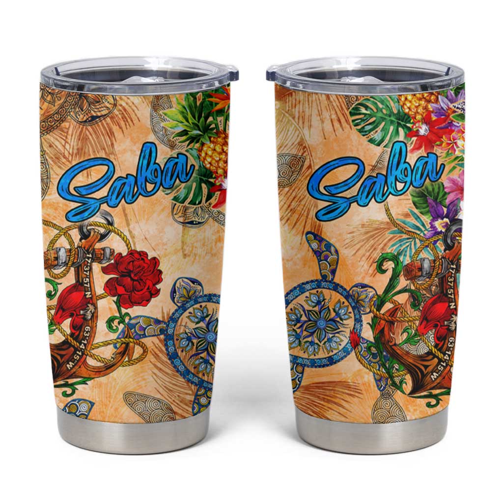 Saba Tumbler Cup Geographic Coordinate Anchor - Turlte Tropical