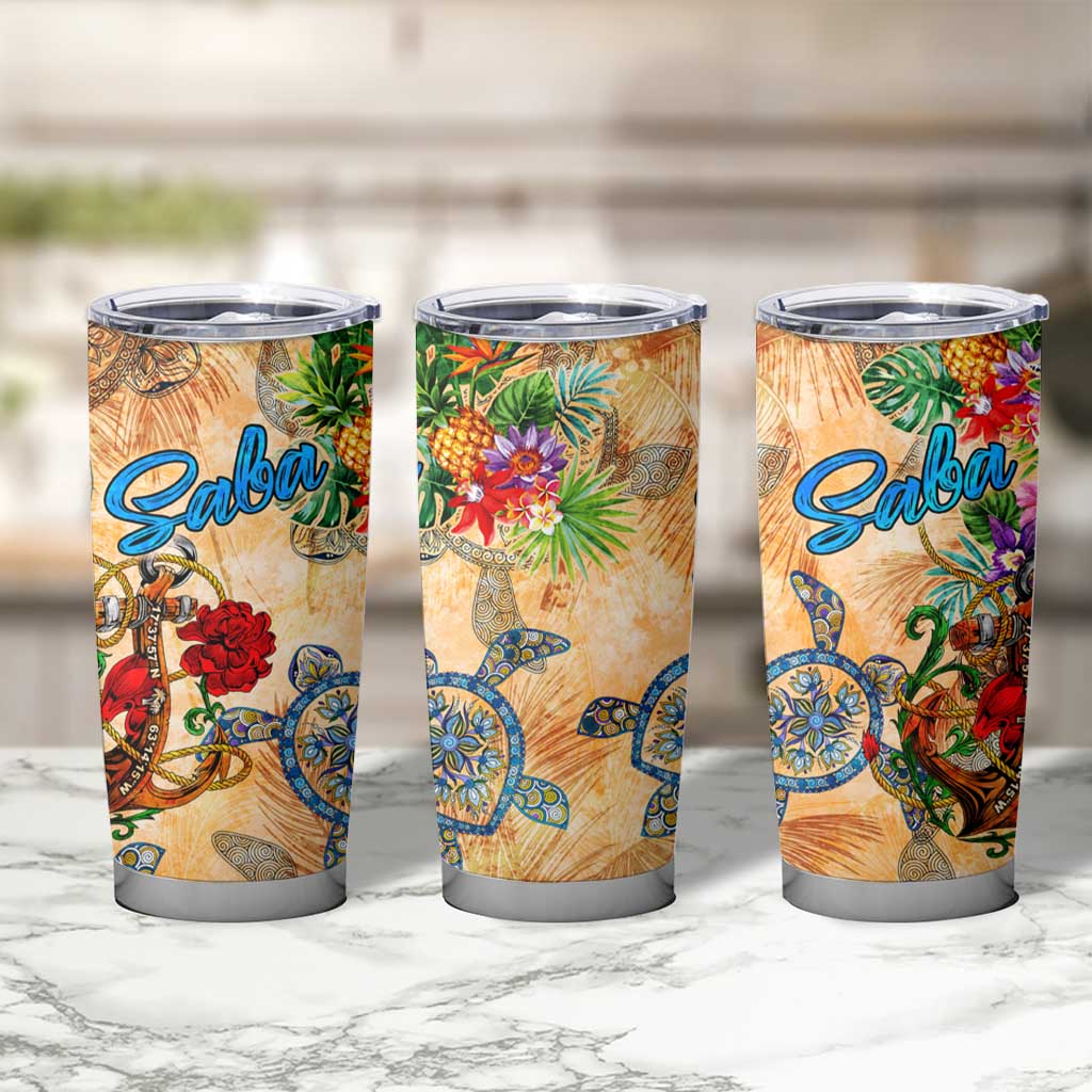 Saba Tumbler Cup Geographic Coordinate Anchor - Turlte Tropical