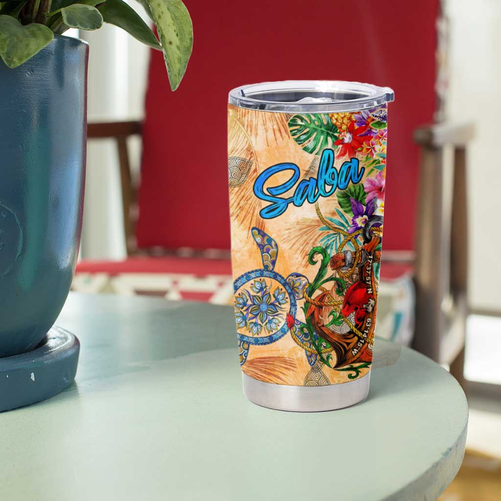 Saba Tumbler Cup Geographic Coordinate Anchor - Turlte Tropical