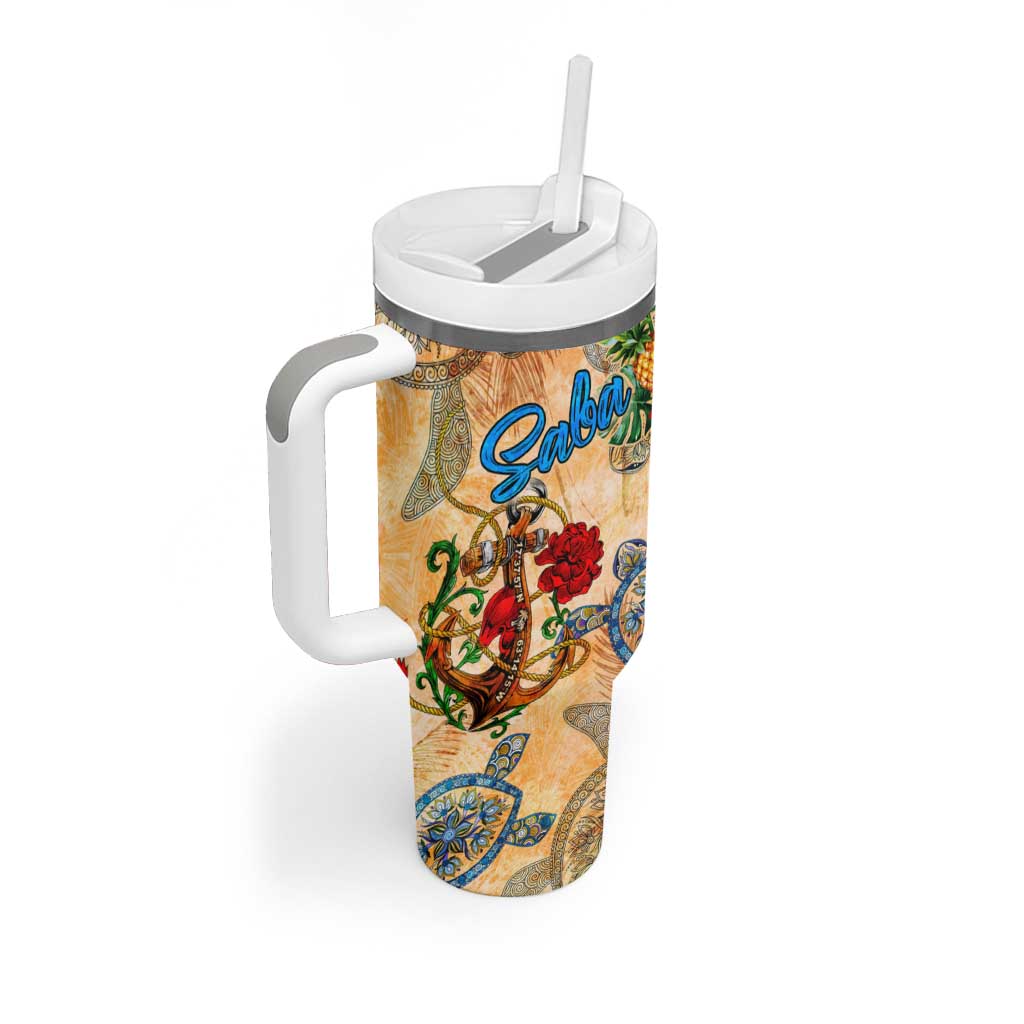 Saba Tumbler With Handle Geographic Coordinate Anchor - Turlte Tropical