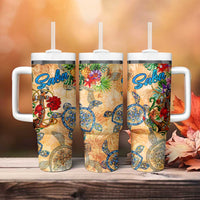 Saba Tumbler With Handle Geographic Coordinate Anchor - Turlte Tropical