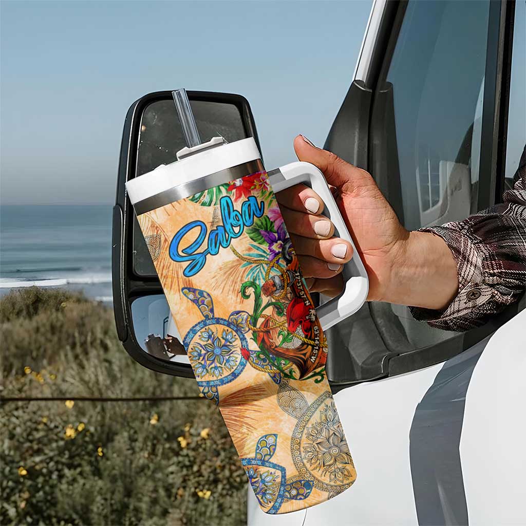 Saba Tumbler With Handle Geographic Coordinate Anchor - Turlte Tropical