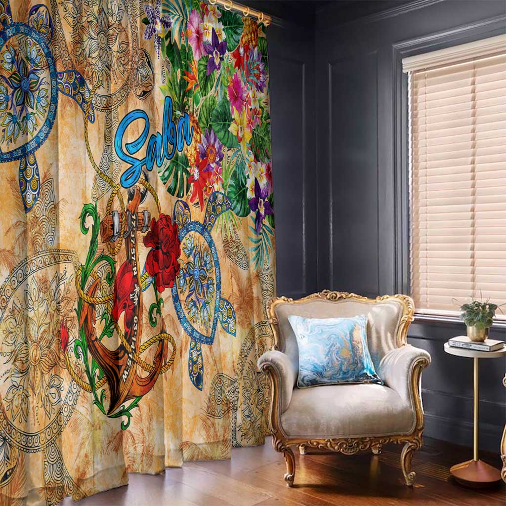 Saba Window Curtain Geographic Coordinate Anchor - Turlte Tropical