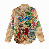 Saba Women Casual Shirt Geographic Coordinate Anchor - Turlte Tropical