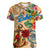 Saba Women V-Neck T-Shirt Geographic Coordinate Anchor - Turlte Tropical