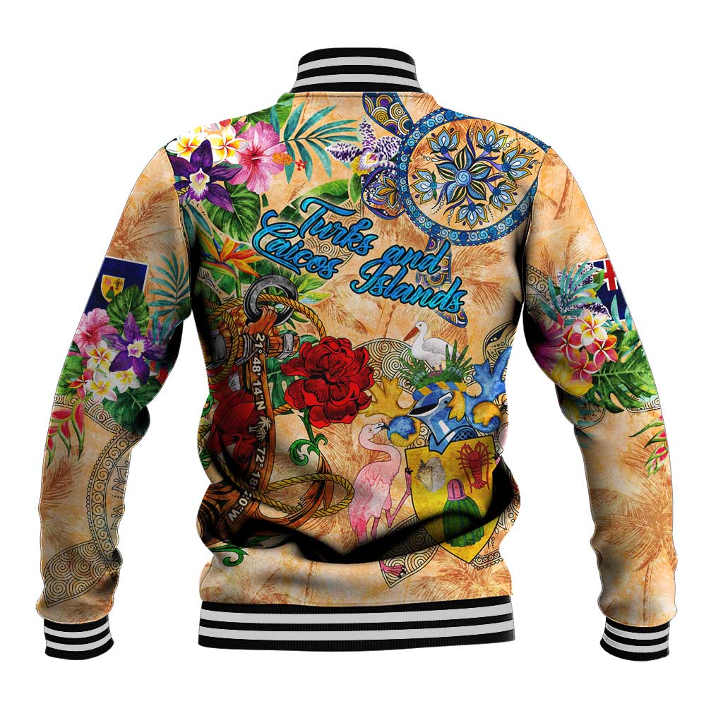 Turks and Caicos Islands Baseball Jacket Geographic Coordinate Anchor - Turlte Tropical