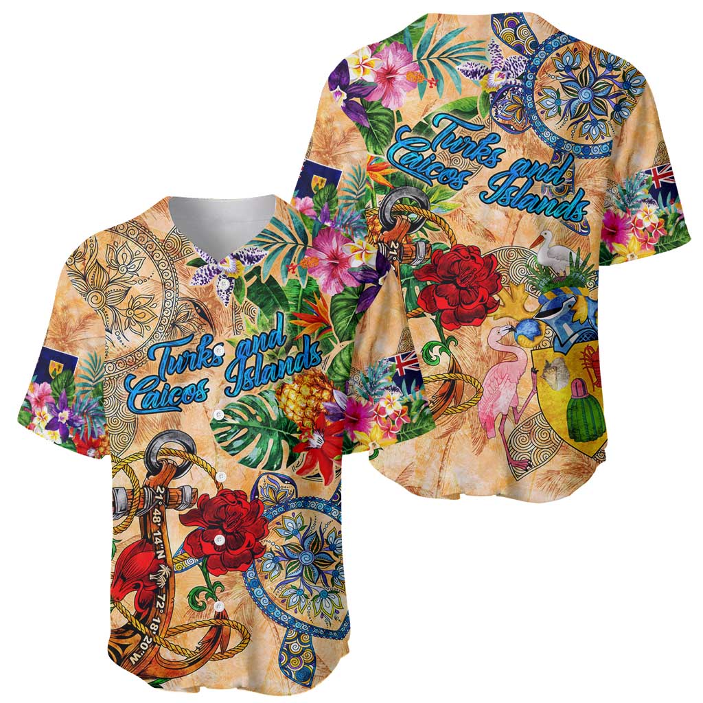 Turks and Caicos Islands Baseball Jersey Geographic Coordinate Anchor - Turlte Tropical