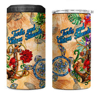 Turks and Caicos Islands 4 in 1 Can Cooler Tumbler Geographic Coordinate Anchor - Turlte Tropical