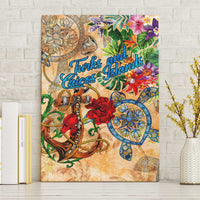 Turks and Caicos Islands Canvas Wall Art Geographic Coordinate Anchor - Turlte Tropical