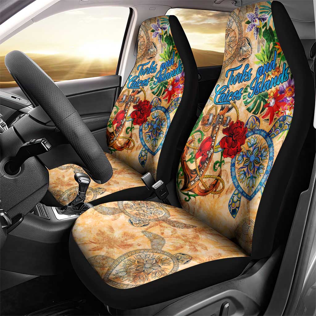 Turks and Caicos Islands Car Seat Cover Geographic Coordinate Anchor - Turlte Tropical