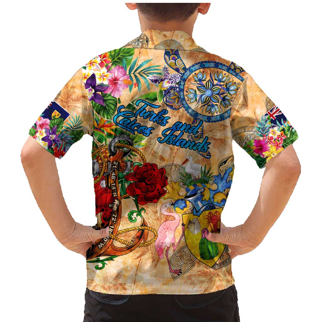 Turks and Caicos Islands Family Matching Mermaid Dress and Hawaiian Shirt Geographic Coordinate Anchor - Turlte Tropical