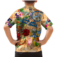 Turks and Caicos Islands Family Matching Mermaid Dress and Hawaiian Shirt Geographic Coordinate Anchor - Turlte Tropical