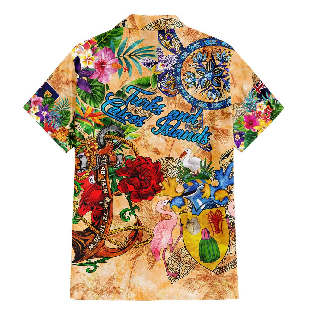 Turks and Caicos Islands Family Matching Mermaid Dress and Hawaiian Shirt Geographic Coordinate Anchor - Turlte Tropical