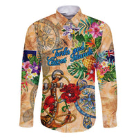 Turks and Caicos Islands Family Matching Puletasi and Hawaiian Shirt Geographic Coordinate Anchor - Turlte Tropical