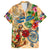 Turks and Caicos Islands Family Matching Summer Maxi Dress and Hawaiian Shirt Geographic Coordinate Anchor - Turlte Tropical
