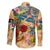 Turks and Caicos Islands Family Matching Summer Maxi Dress and Hawaiian Shirt Geographic Coordinate Anchor - Turlte Tropical