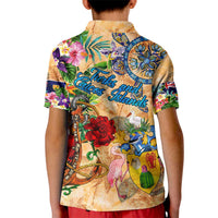 Turks and Caicos Islands Kid Polo Shirt Geographic Coordinate Anchor - Turlte Tropical