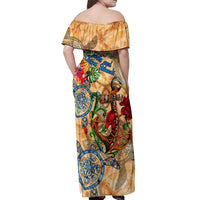 Turks and Caicos Islands Off Shoulder Maxi Dress Geographic Coordinate Anchor - Turlte Tropical