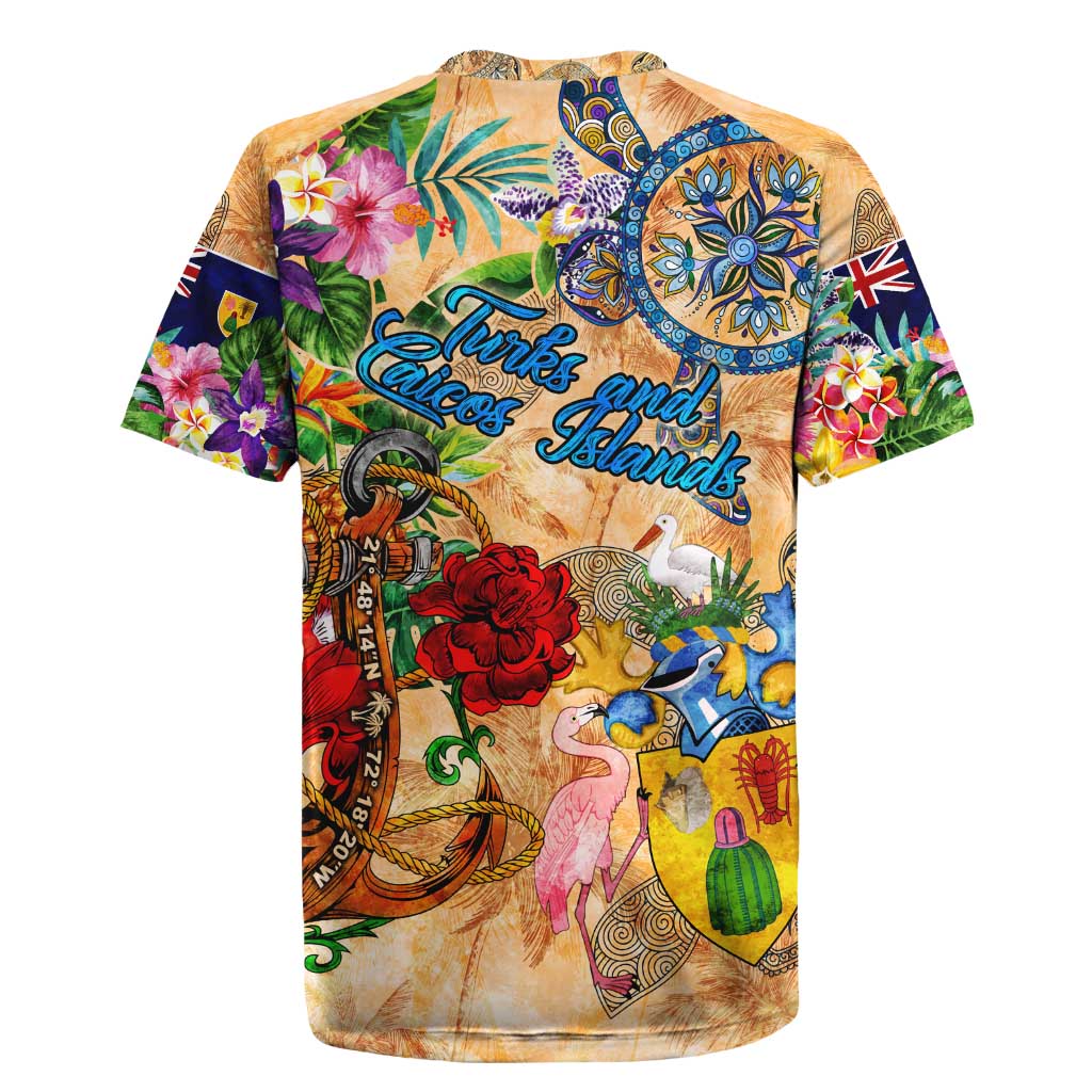 Turks and Caicos Islands Rugby Jersey Geographic Coordinate Anchor - Turlte Tropical