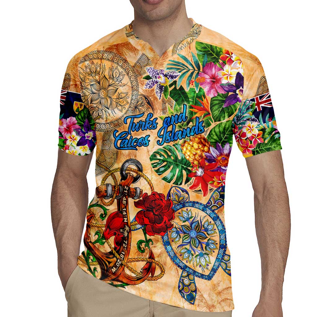Turks and Caicos Islands Rugby Jersey Geographic Coordinate Anchor - Turlte Tropical