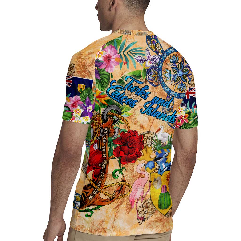 Turks and Caicos Islands Rugby Jersey Geographic Coordinate Anchor - Turlte Tropical