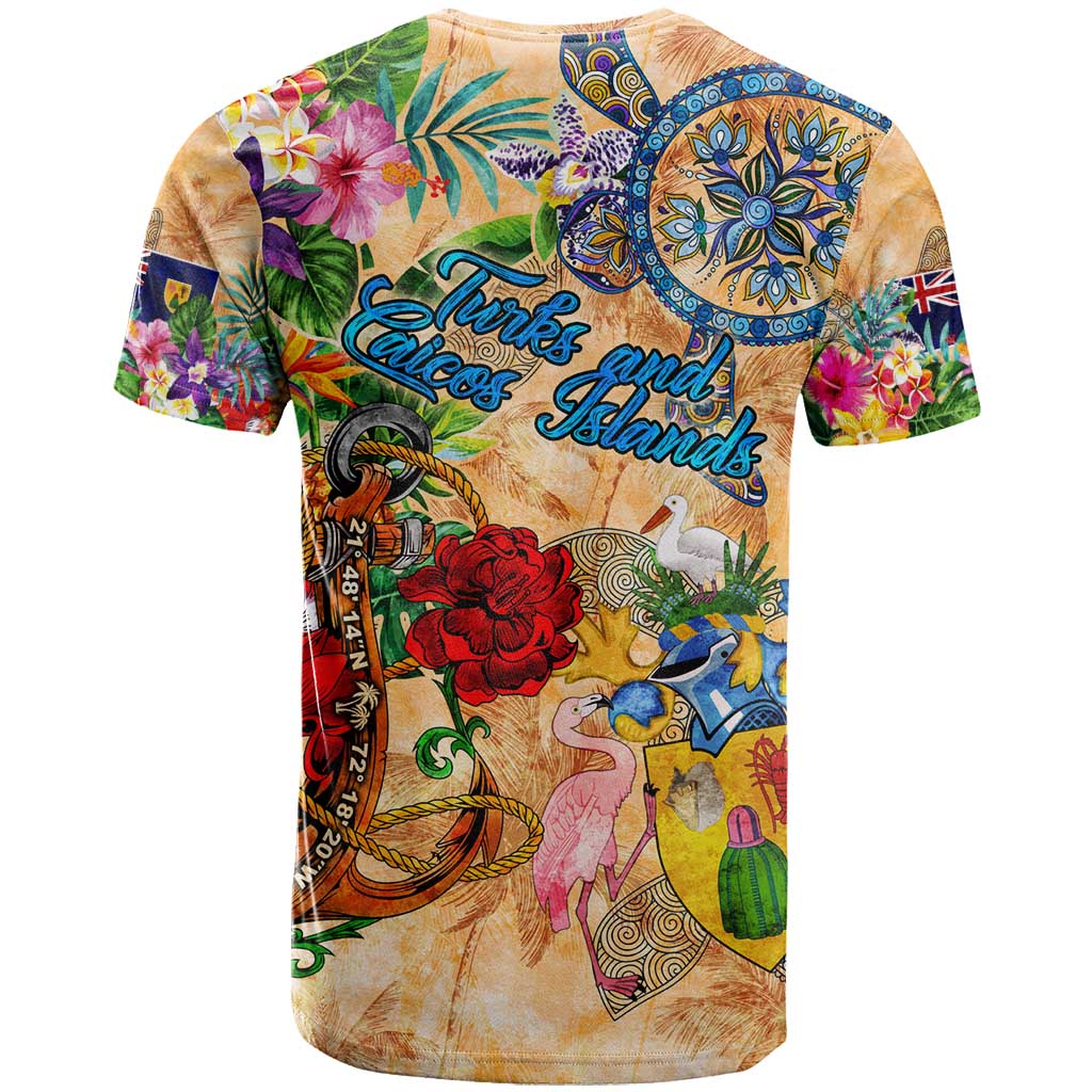 Turks and Caicos Islands T Shirt Geographic Coordinate Anchor - Turlte Tropical