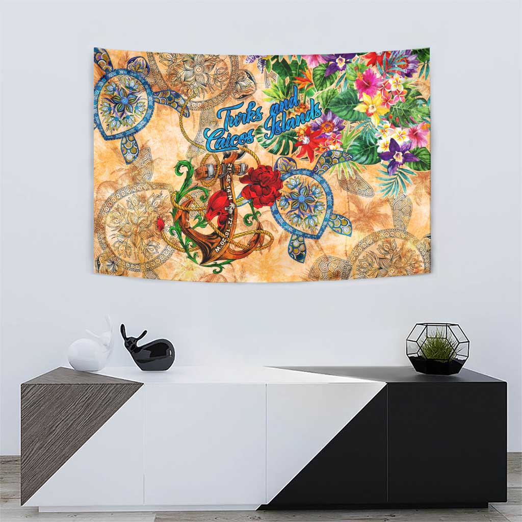 Turks and Caicos Islands Tapestry Geographic Coordinate Anchor - Turlte Tropical