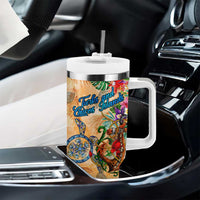 Turks and Caicos Islands Tumbler With Handle Geographic Coordinate Anchor - Turlte Tropical