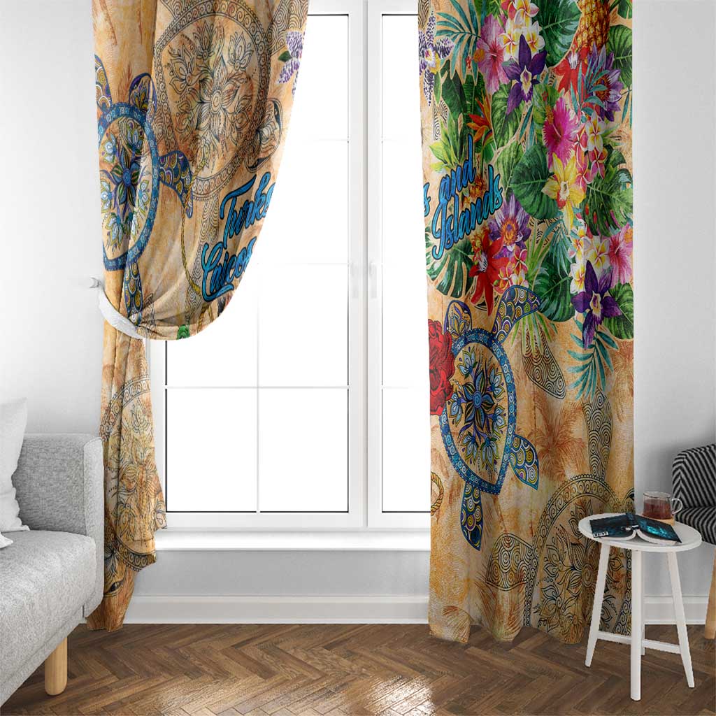 Turks and Caicos Islands Window Curtain Geographic Coordinate Anchor - Turlte Tropical