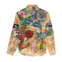 Turks and Caicos Islands Women Casual Shirt Geographic Coordinate Anchor - Turlte Tropical