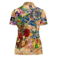 Turks and Caicos Islands Women Polo Shirt Geographic Coordinate Anchor - Turlte Tropical