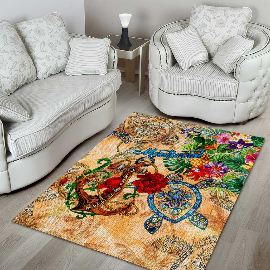Montserrat Area Rug Geographic Coordinate Anchor - Turlte Tropical