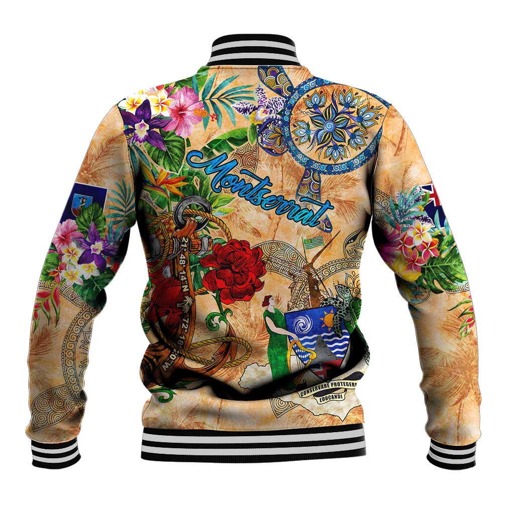 Montserrat Baseball Jacket Geographic Coordinate Anchor - Turlte Tropical