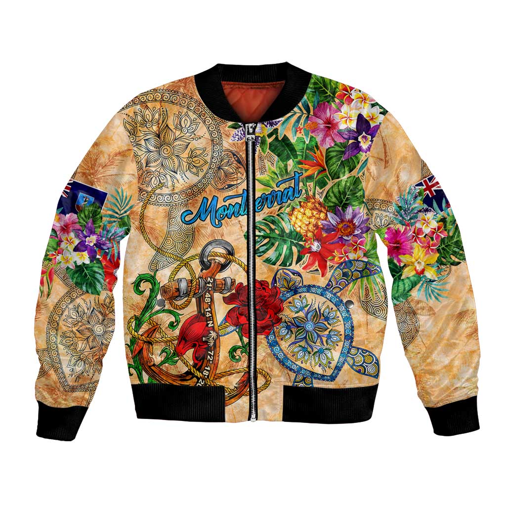 Montserrat Bomber Jacket Geographic Coordinate Anchor - Turlte Tropical