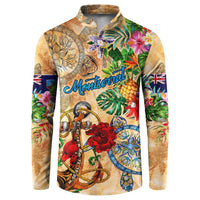 Montserrat Button Sweatshirt Geographic Coordinate Anchor - Turlte Tropical