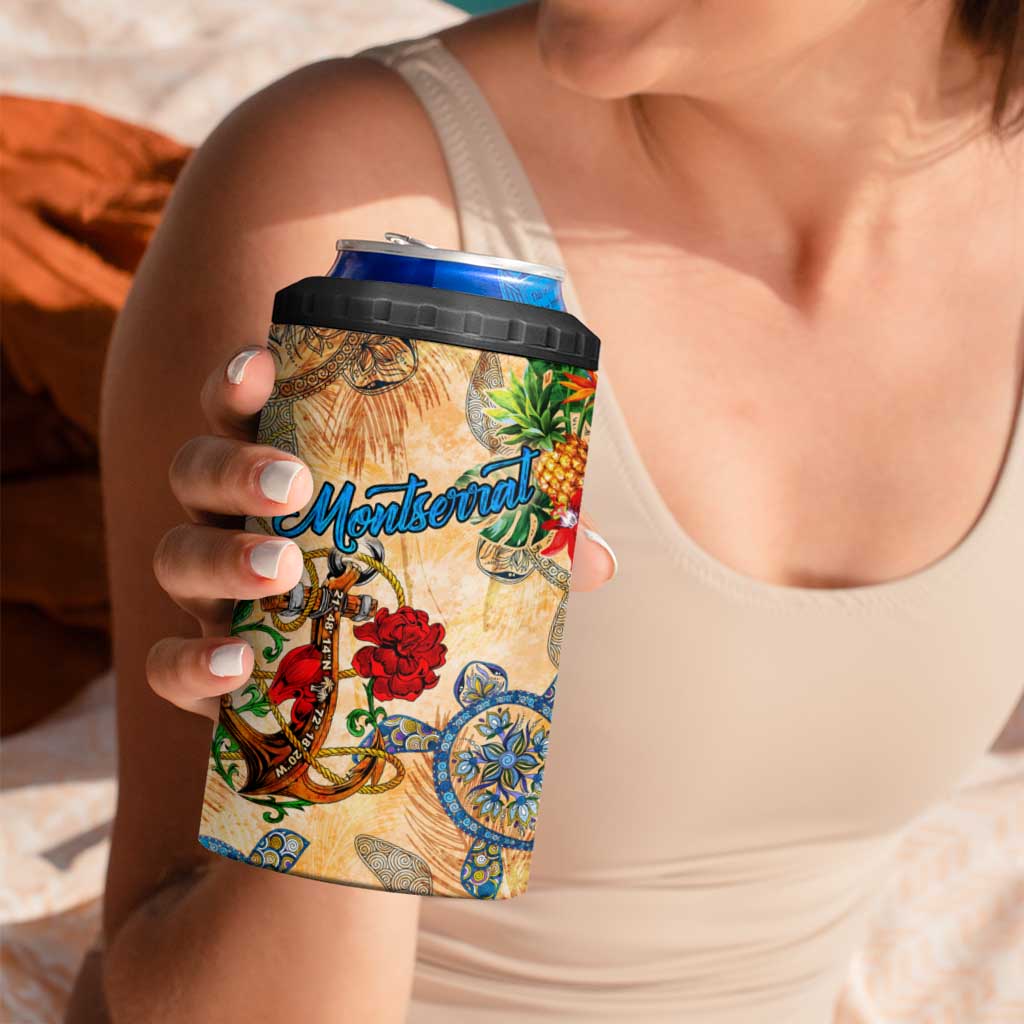 Montserrat 4 in 1 Can Cooler Tumbler Geographic Coordinate Anchor - Turlte Tropical