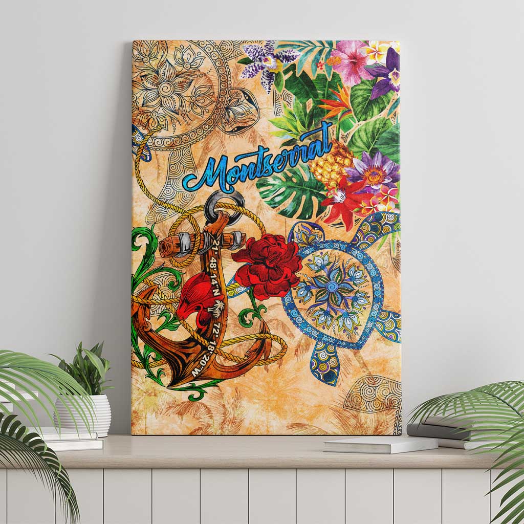 Montserrat Canvas Wall Art Geographic Coordinate Anchor - Turlte Tropical