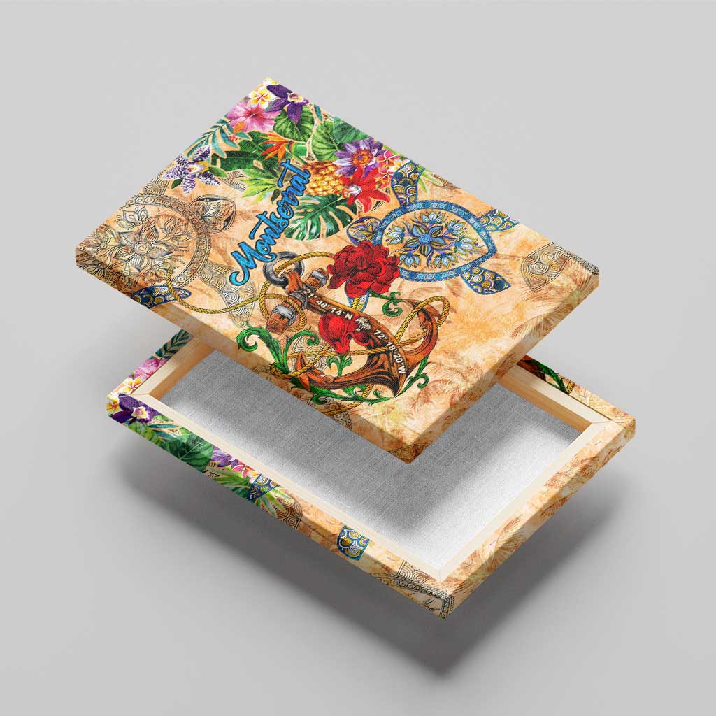 Montserrat Canvas Wall Art Geographic Coordinate Anchor - Turlte Tropical