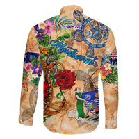 Montserrat Family Matching Long Sleeve Bodycon Dress and Hawaiian Shirt Geographic Coordinate Anchor - Turlte Tropical