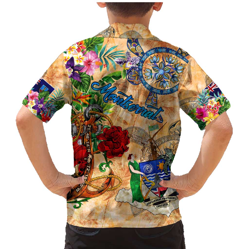 Montserrat Family Matching Mermaid Dress and Hawaiian Shirt Geographic Coordinate Anchor - Turlte Tropical