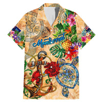 Montserrat Family Matching Mermaid Dress and Hawaiian Shirt Geographic Coordinate Anchor - Turlte Tropical