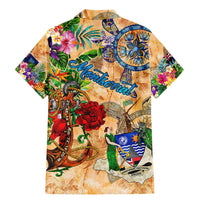 Montserrat Family Matching Mermaid Dress and Hawaiian Shirt Geographic Coordinate Anchor - Turlte Tropical