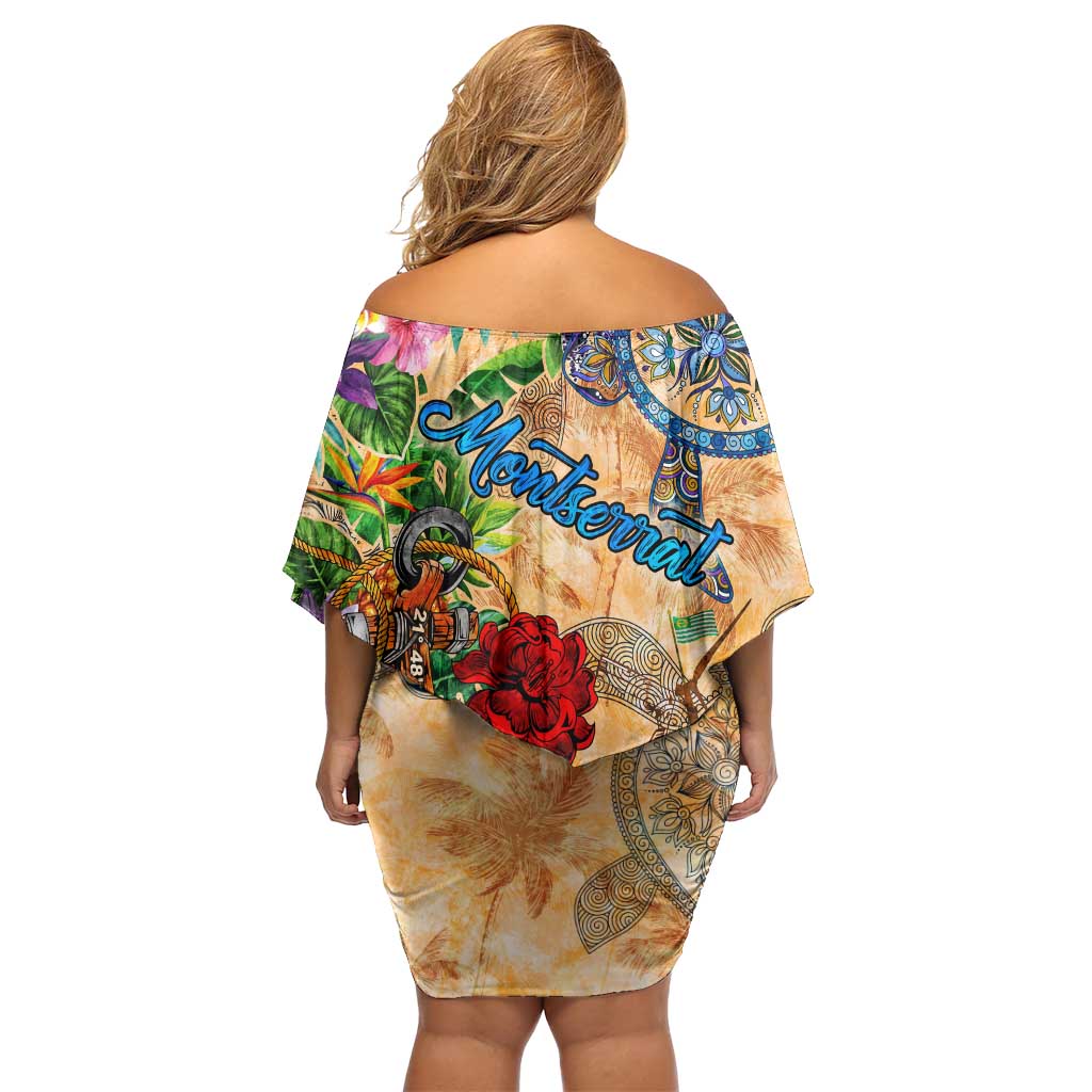 Montserrat Family Matching Off Shoulder Short Dress and Hawaiian Shirt Geographic Coordinate Anchor - Turlte Tropical