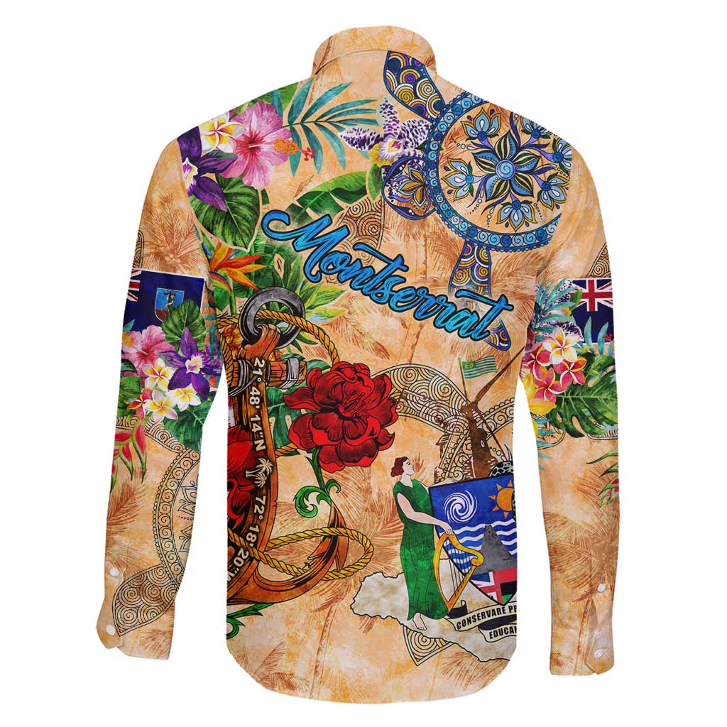Montserrat Family Matching Short Sleeve Bodycon Dress and Hawaiian Shirt Geographic Coordinate Anchor - Turlte Tropical