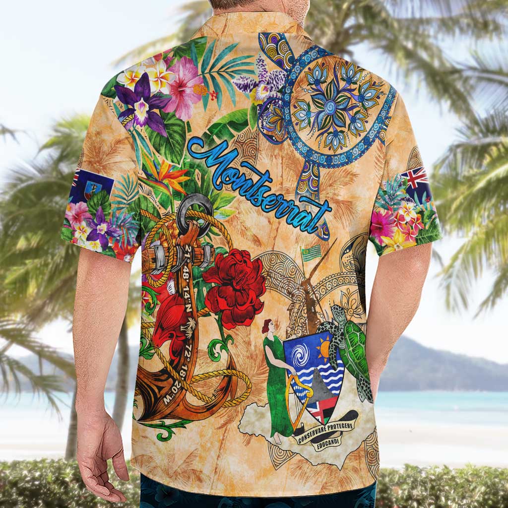 Montserrat Hawaiian Shirt Geographic Coordinate Anchor - Turlte Tropical