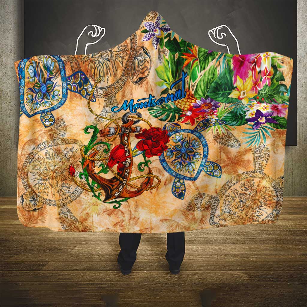 Montserrat Hooded Blanket Geographic Coordinate Anchor - Turlte Tropical