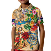 Montserrat Kid Polo Shirt Geographic Coordinate Anchor - Turlte Tropical