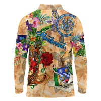 Montserrat Long Sleeve Polo Shirt Geographic Coordinate Anchor - Turlte Tropical